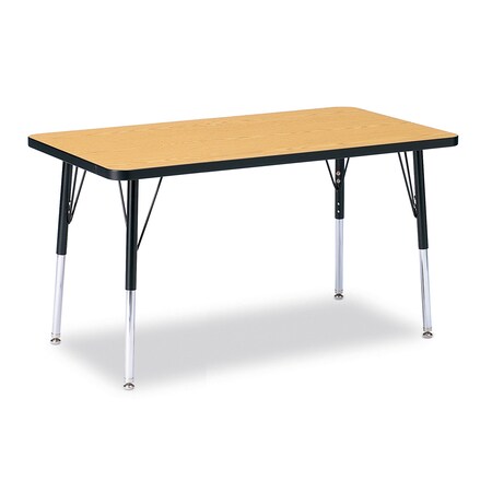 Jonti-Craft Berries Rectangle Activity Table, 24 in. x 36 in., A-height, Oak/Black/Black 6478JCA210